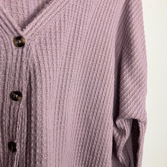 Urban Outfitters Out from Under MED JoJo Button Up Thermal Top Mauve Oversized - Picture 4 of 9
